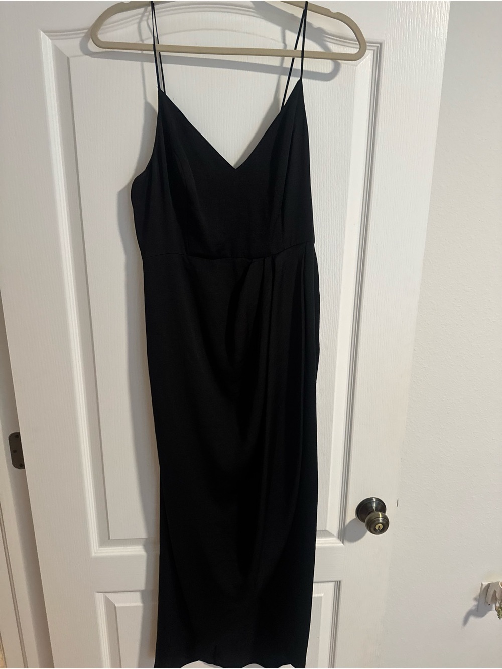 Express Black Strapless-Look Slip wrap Dress with Spaghetti Straps